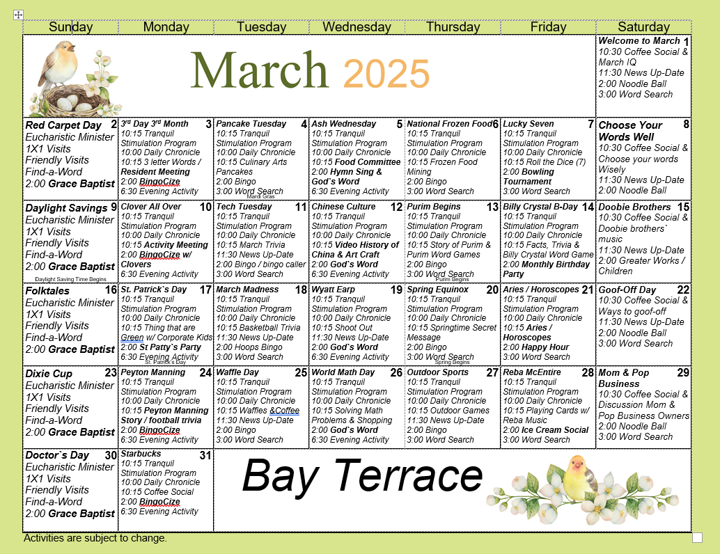 March Calendar
